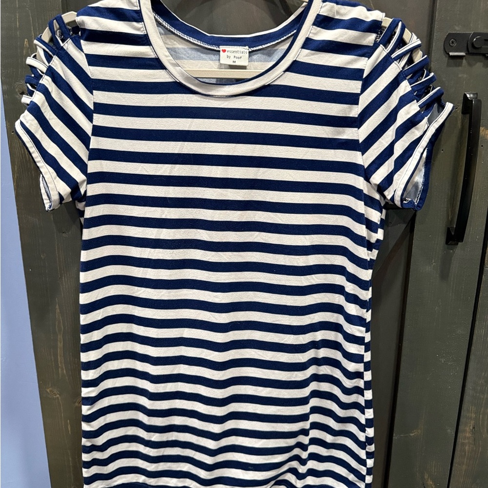 Poof! Navy and White Striped Top